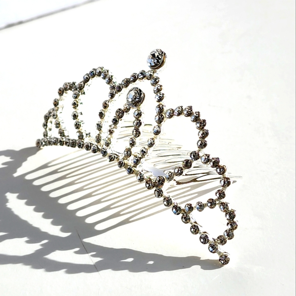 Mini Crystal Rhinestone Crown Hair Comb Princess Tiara Crown Headpiece